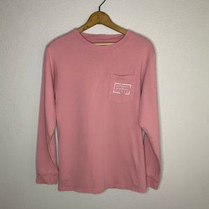 Southern Marsh pink long sleeve tee top with pocket in front